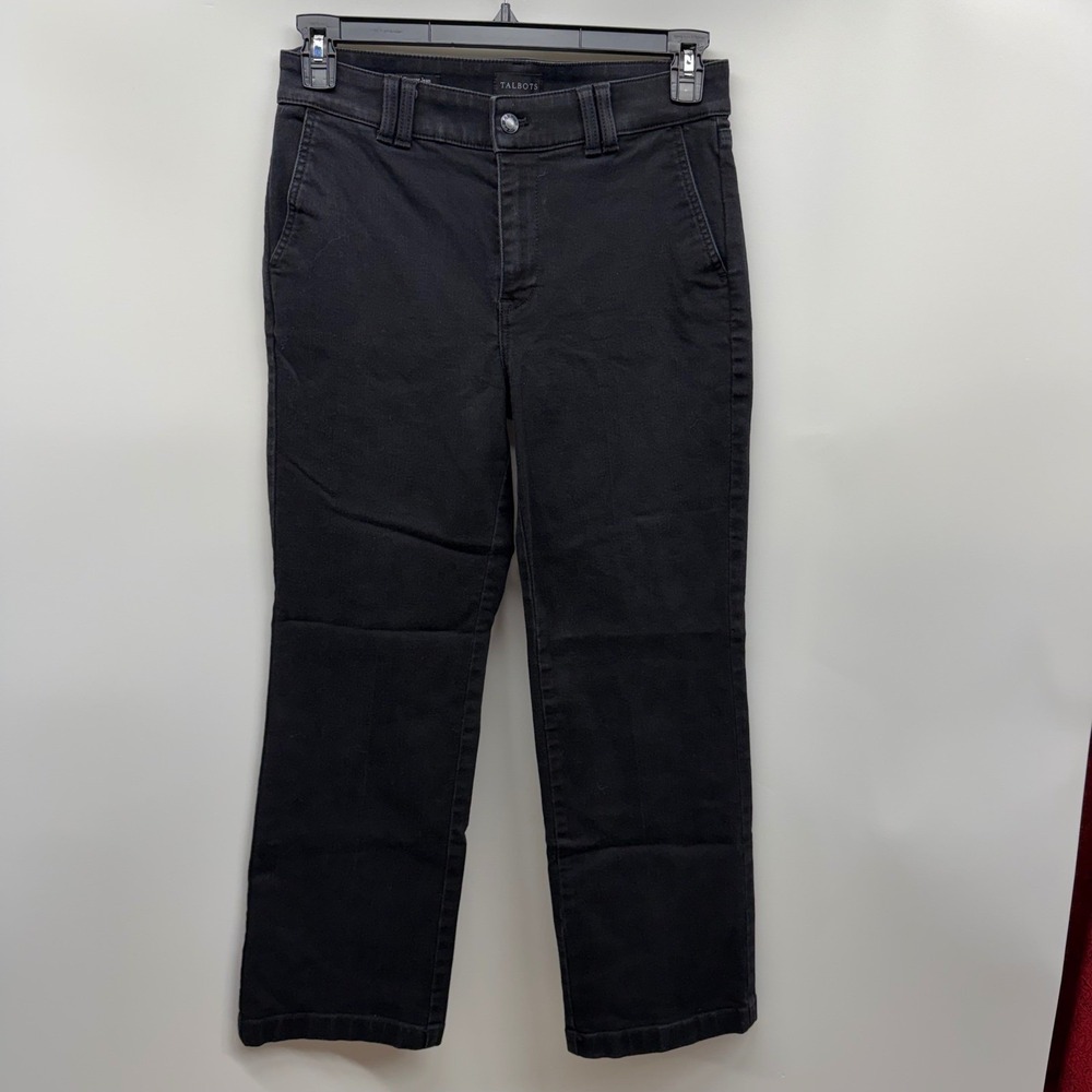 Talbots Women's 8 Petite Black Trouser Denim‎ Jeans Pants Stretch Straight Leg